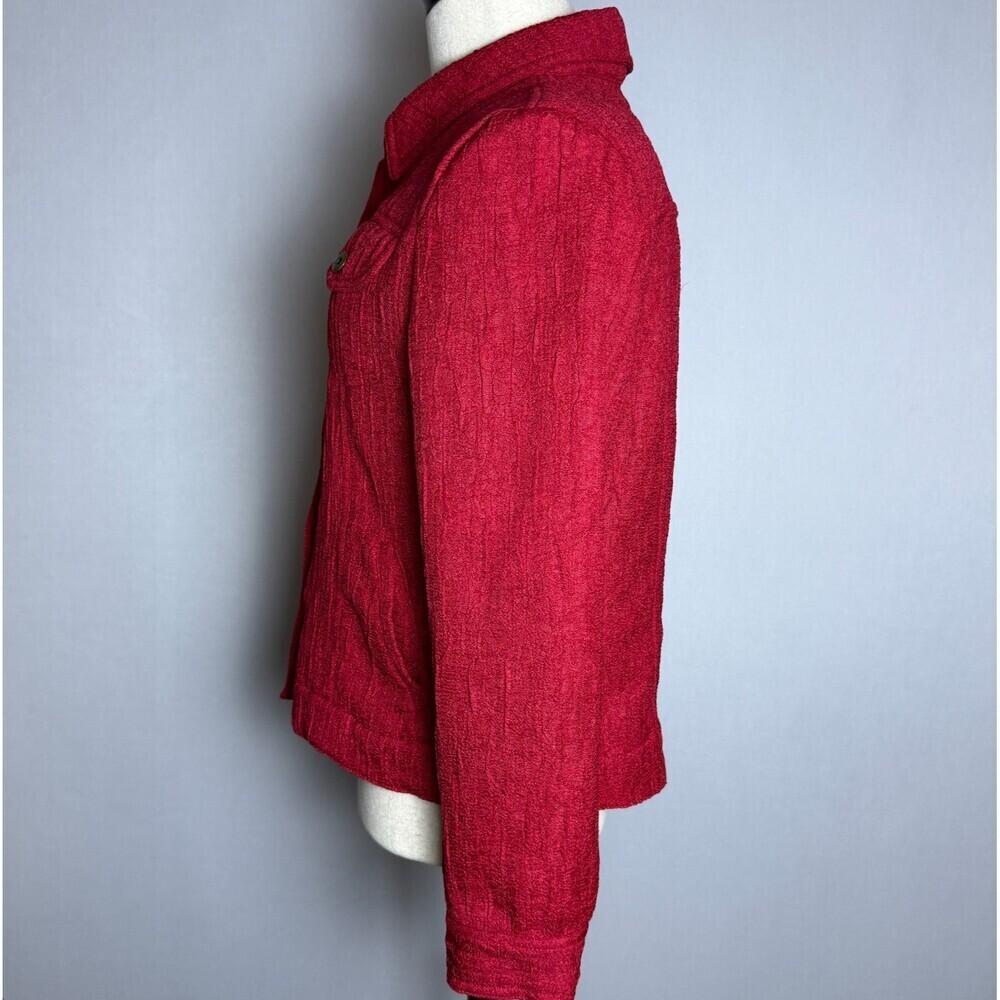 N Touch Vintage Red Crinkled Texture Women's Jacket, Sz 10, Pockets Y2K Business - Picture 7 of 16
